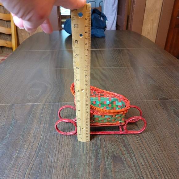 Vintage Reindeer ordament couple in a sleigh basket Holiday - Picture 10 of 16